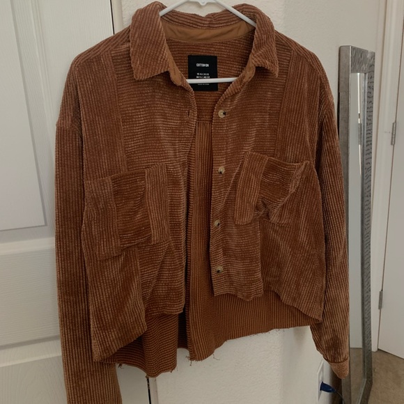 Cotton On Cropped brown corduroy shacket, raw hem - Picture 2 of 3